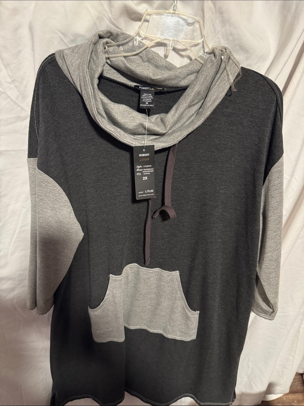 Robert Louis Color Block Cowl Neck Hoodie Dress
